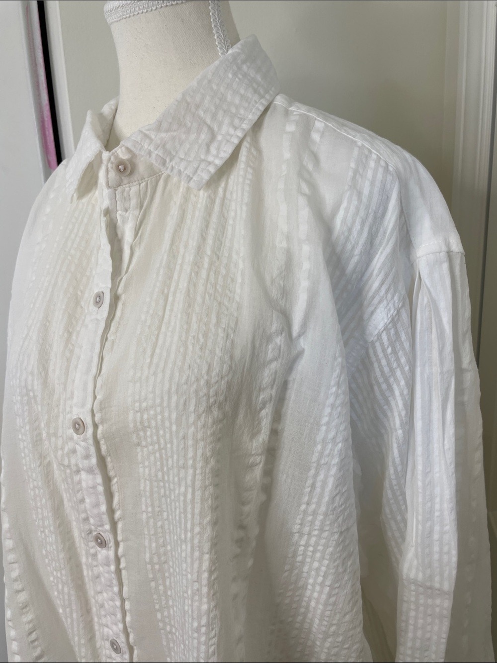 NWT Aerie Seersucker Oversized Cover-Up Button Down Shirt M - Picture 4 of 13